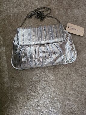 Silver Metallic Evening Shoulder Bag